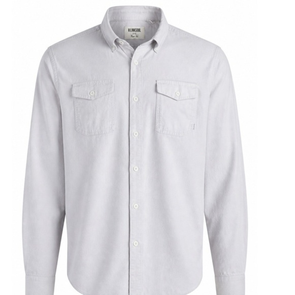 LINKSoul Mens 2XL Del Mar Gray Button‎ Down Long Sleeve Casual Shirt